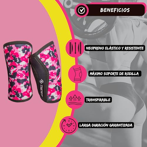 Theyet 2 Rodilleras Compresión Neopreno 7mm | Soporte Ajustable Hombre y Mujer | Gimnasio Crossfit Powerlifting Fitness Gym Halterofilia | Protecciones Deportivas para Rodillas (M)