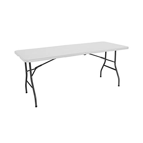 THINIA HOME Mesa Catering Plegable Portátil Rectangular 180 cm Mesa Multiusos: Camping, Eventos en Espacios Exteriores o Interiores | Mesa Resina y Patas Acero | 4-6 Personas y Carga de 150kg