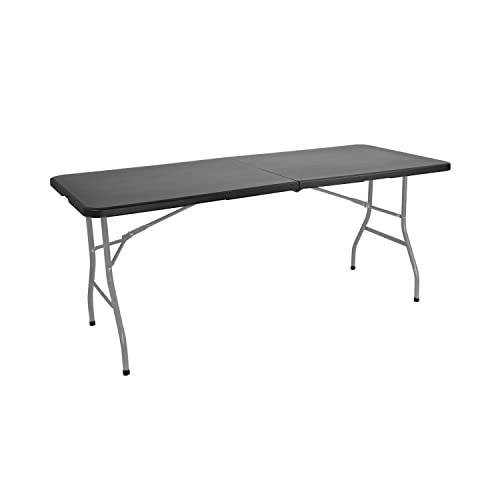 THINIA HOME Mesa Catering Plegable Portátil Rectangular 180 cm Mesa Multiusos: Camping, Eventos en Espacios Exteriores o Interiores | Mesa Resina y Patas Acero | 4-6 Personas y Carga de 150kg