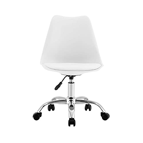 THINIA HOME Silla de Escritorio Ergonómica con Ruedas Eyre Silla Nórdica Acolchada Giratoria Moderna Altura Ajustable | Silla de Escritorio de Oficina Estudio Dormitorio 97x47x58cm