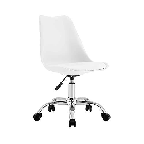 THINIA HOME Silla de Escritorio Ergonómica con Ruedas Eyre Silla Nórdica Acolchada Giratoria Moderna Altura Ajustable | Silla de Escritorio de Oficina Estudio Dormitorio 97x47x58cm