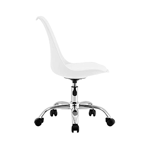 THINIA HOME Silla de Escritorio Ergonómica con Ruedas Eyre Silla Nórdica Acolchada Giratoria Moderna Altura Ajustable | Silla de Escritorio de Oficina Estudio Dormitorio 97x47x58cm