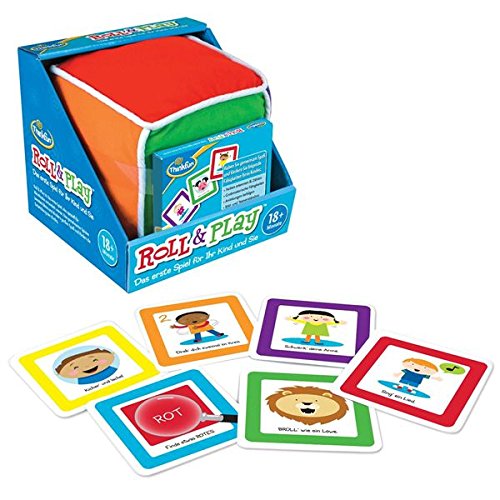 Think Fun - Roll & Play, Juego Educativo para Bebes, 1 Dado Grande de Felpa y 48 Cartas, Edad Recomendada +18 Meses, Multicolor, 76322