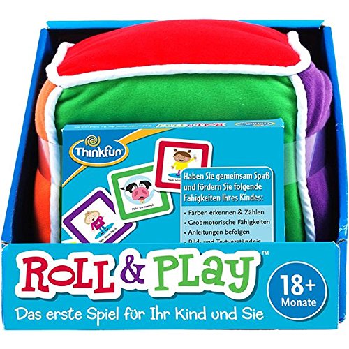 Think Fun - Roll & Play, Juego Educativo para Bebes, 1 Dado Grande de Felpa y 48 Cartas, Edad Recomendada +18 Meses, Multicolor, 76322