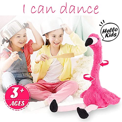 THLMT Juguete de Flamenco parlante, Juguete de Flamenco de Peluche Que Repite lo Que Dices Juguete de grabación electrónica interactiva con Divertidos Juguetes de Animales de Baile de Voz para niños