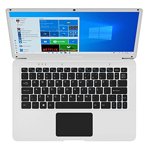 THOMSON é Ordenador portátil de 14" HD Intel Celeron N4020, 4GB RAM, 64GB SSD eMMC, Windows 10 S Español (Win 11 Update) - Teclado Español (White)