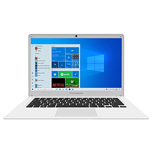 THOMSON é Ordenador portátil de 14" HD Intel Celeron N4020, 4GB RAM, 64GB SSD eMMC, Windows 10 S Español (Win 11 Update) - Teclado Español (White)