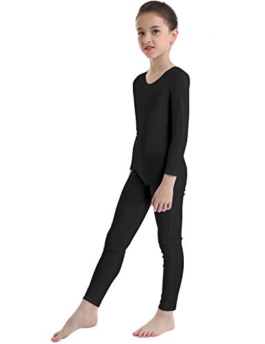 TiaoBug Bodies Jumpsuit Mono para Danza Gimnasia Rítmica Leotardo Body Básico Clásico Manga Larga para Ballet Deporte Niñas Niños 5-12 Años Negro 7-8 años