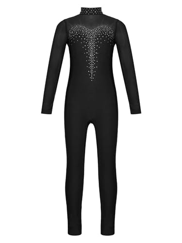 TiaoBug Bodies Jumpsuit Mono para Danza Gimnasia Rítmica Leotardo Body Básico Clásico Manga Larga para Ballet Deporte Niñas Niños 5-12 Años W Negro 5-6 años