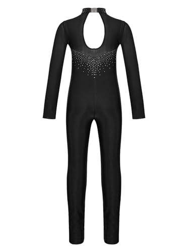 TiaoBug Bodies Jumpsuit Mono para Danza Gimnasia Rítmica Leotardo Body Básico Clásico Manga Larga para Ballet Deporte Niñas Niños 5-12 Años W Negro 5-6 años