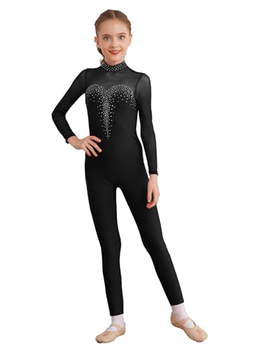 TiaoBug Bodies Jumpsuit Mono para Danza Gimnasia Rítmica Leotardo Body Básico Clásico Manga Larga para Ballet Deporte Niñas Niños 5-12 Años W Negro 5-6 años