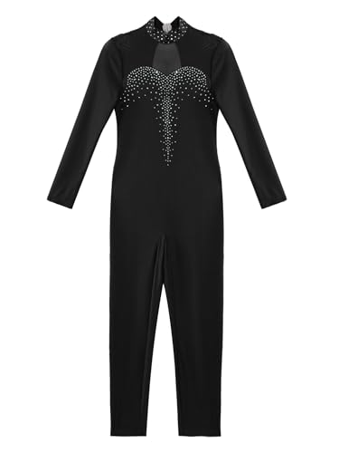 TiaoBug Bodies Jumpsuit Mono para Danza Gimnasia Rítmica Leotardo Body Básico Clásico Manga Larga para Ballet Deporte Niñas Niños 5-12 Años W Negro 5-6 años