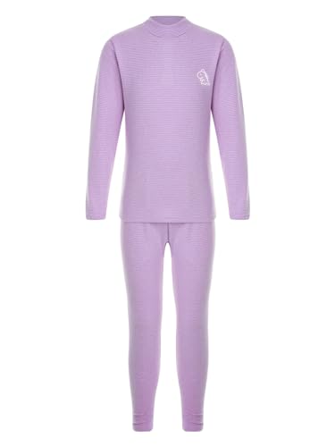 TiaoBug Conjunto de Ballet Deportivo Gimnasia para Niñas Ropa de Interior Térmica Elástica Camiseta Manga Larga y Leggings Pantalones Largos Infantil 3-14 Años Morado C 5-6 años