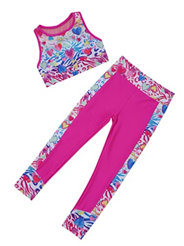 TiaoBug Conjunto de Verano para Niñas Chaleco Deportivo Tanks Top y Leggings Pantalones Largo de Elásticos Ropa de Deportivo Entrenamiento Yoga Fitness Cebra blanco 9-10 años