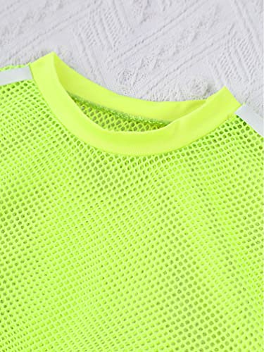 TiaoBug Conjunto Deportivo de Tres Piezas para Niñas Chandal Verano Sudadera con Malla Transpirable Ahuecada+Chaleco Deporte Tanks Top Corto+Pantalones Corto verde 11-12 años