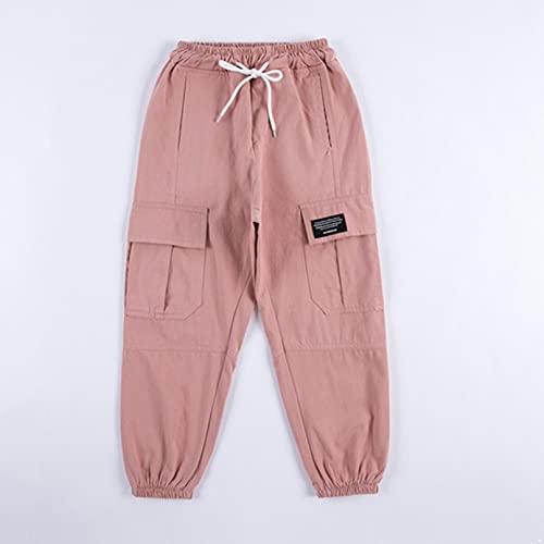 TiaoBug Pantalones Cargo Niñas con Múltiples Bolsillos Bombachos Pantalones Largos de Deportivos Danza Moderno Corredores A-Rosa 11-12 años