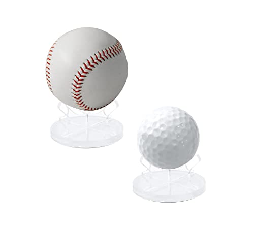 Tiardey 2 uds Soporte de Bola de acrílico pequeño, Soporte de exhibición de Pelota Deportiva, Soporte de exhibición de béisbol con Almohadillas de Goma, Golf, softbol, Pelotas de Tenis esféricas