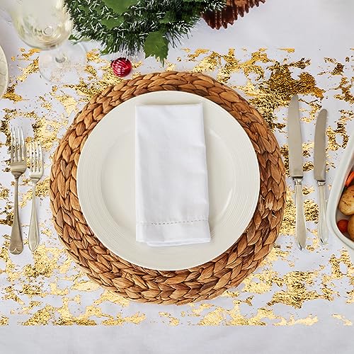 Ticeed Camino de mesa 28CM×15M, Cinta de Mesa Oro Brillante con Cintas Camino de mesa Dorado con Revestimiento Decoración de Mesa, Camino de Mesa Moderno de Poliéster para Fiesta de Cumpleaños Navidad