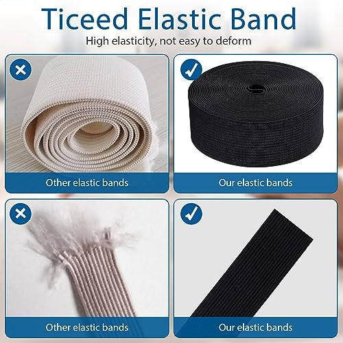 Ticeed Cinta Elástica Plana, 6 Rollos Elastica Costura Banda Elástica De Alta Elasticidad Gomas Elásticas para Coser, Cinta Elástica Costura para Manualidades Bricolaje (10mm, 20mm, 30mm de Ancho)