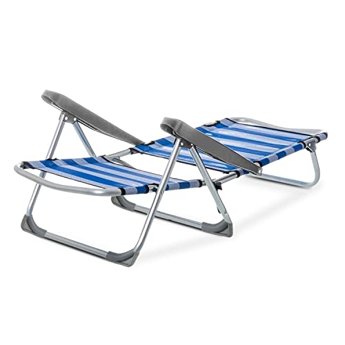 TIENDA EURASIA - Silla de Playa Plegable, 48x62x81 cm, Silla Multiposiciones Reclinable, Estructura de Aluminio Ligera y Resistente, Tela de Textileno, Refuerzo en Las Patas