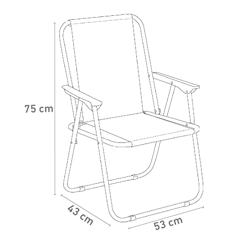 TIENDA EURASIA® Silla de Playa Plegable con Reposabrazos - Estructura de Acero Resistente - Asiento de Lona Impermeable - Estampado a Rayas - 75 x 53 x 43 cm - Ideal para Playa o Camping (Green)