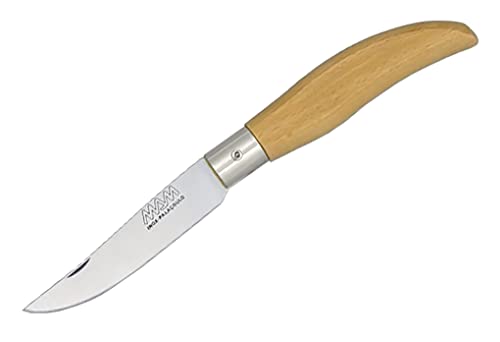 Tiendas LGP - MAM – Navaja Iberica, Mango de Madera, Hoja de Acero INOX de 9 cm. con Funda, 14015