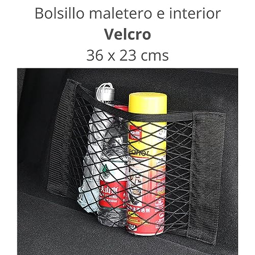 TIENDIFY Red Maletero de Coche Tamaño 90 x 60 se extiende hasta 160 x 110 cms + Bolsa elástica Almacenamiento Productos pequeños Red Maletero con 4 Ganchos Coche Caravana y SUV