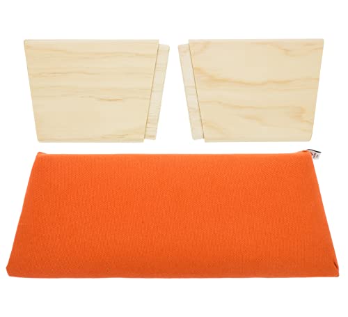 Tierra Zen Banqueta Meditación, Madera, Naranja Teja, Altura 23,5 cm