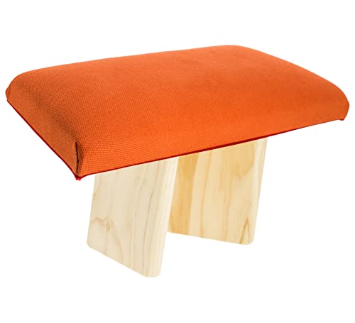 Tierra Zen Banqueta Meditación, Madera, Naranja Teja, Altura 23,5 cm