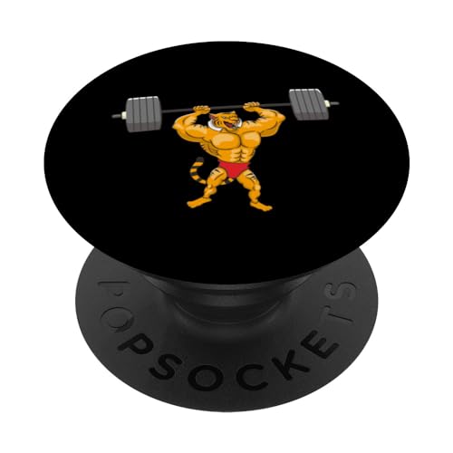 Tiger Bodybuilder Gym Muscle Fitness Entrenamiento Fuerte Atleta PopSockets PopGrip Intercambiable