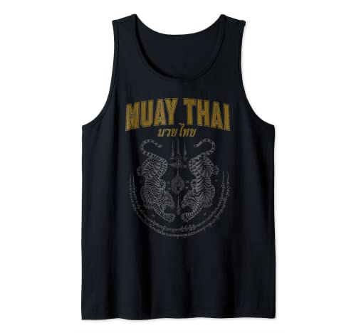 Tigre gemelo Sak Yant Muay Thai Camiseta sin Mangas