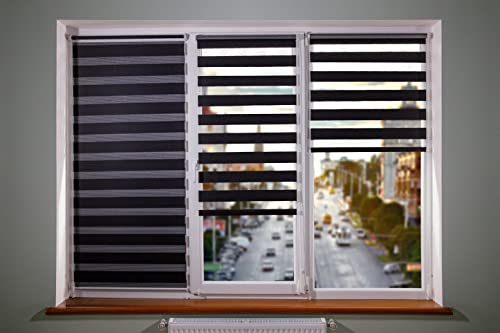 time4blinds Estor Enrollable Doble Dia y Noche Mini - Estor Enrollable sin taladrar - Proteccion Solar - estores - estores para Ventanas – 600x1000mm – Blanco Clásico – Izquierda