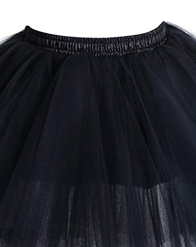 Timormode Falda de tul para mujer, tutú, minifalda de patinadora para adultos, para danza, carnaval, disfraces, Negro , L