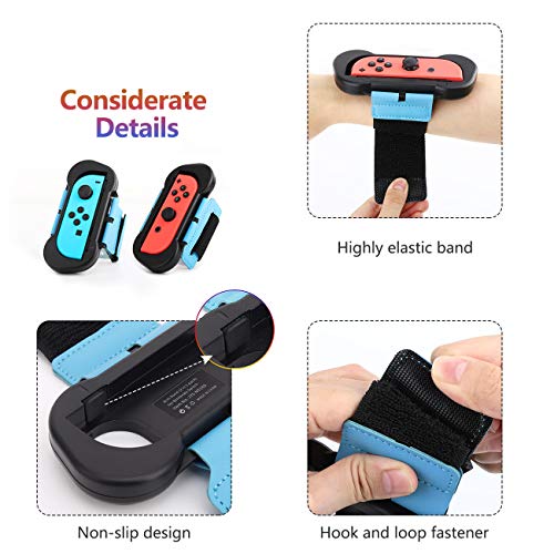 TiMOVO Bandas de Muñeca Compatible con Just Dance 2024/2023/2022/2021/2020 y & Nintendo Switch Zumba Burn It Up, [2PZS Diferente Tamaño] Bandas de Muñeca Elástica Ajustable para Joy-con Controlador