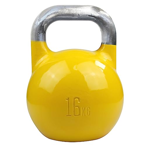 TITAN LIFE Pro Kettlebell Steel Competition 16kg Pesa Rusa, Unisex – Erwachsene, Yellow, One Size