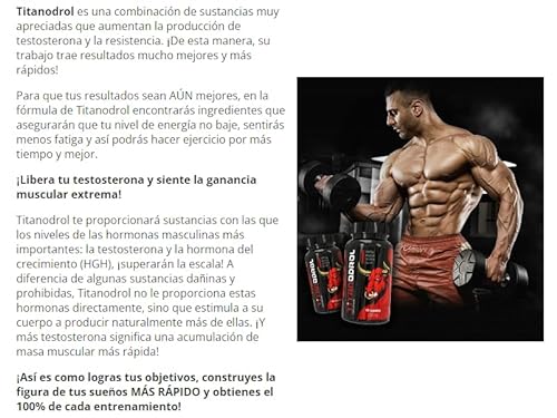 TITANODROL Premium, 3 paquetes, aumenta los niveles de testosterona, rápido crecimiento muscular, rápida quema de grasa, sin esteroides, ¡sin efectos secundarios!