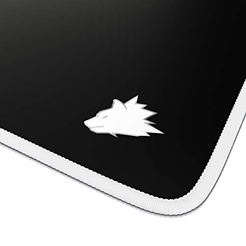 TITANWOLF – Alfombrilla Gaming XXL para ratón 900 x 400 – Mouse Pad - Precisión y Velocidad - Parte Inferior de Goma para una sujeción Estable - Antideslizante, Resistente al Agua – Motivo Icon White