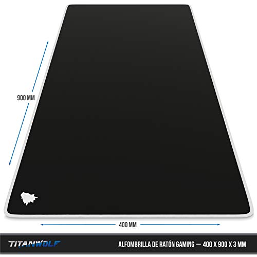 TITANWOLF – Alfombrilla Gaming XXL para ratón 900 x 400 – Mouse Pad - Precisión y Velocidad - Parte Inferior de Goma para una sujeción Estable - Antideslizante, Resistente al Agua – Motivo Icon White