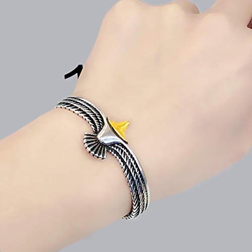 Tixiyu Brazalete de águila vintage, pulsera de águila, creativa de plata abierta, brazalete de águila con extremo abierto para hombres y mujeres