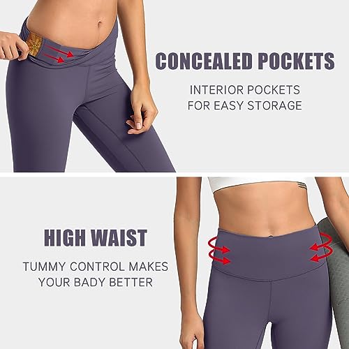 TMEOG Leggins Deportivos Mujer Cintura Alta Mallas 7/8 Mayas Push Up Leggings Reductores Pantalones de Yoga Deporte Running Licras Deportivas(Morado,M)