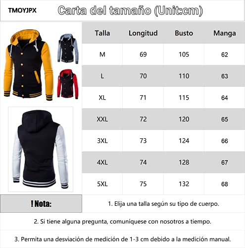 TMOYJPX Sudaderas Hombres con Capucha Baratas Tallas Grandes Deporte con Botones, Sudadera de Béisbol Vestir Jersey Hombre Invierno Rebajas Abrigo Suéter Otoño (Blanco, M)