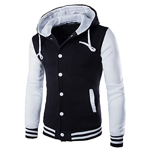 TMOYJPX Sudaderas Hombres con Capucha Baratas Tallas Grandes Deporte con Botones, Sudadera de Béisbol Vestir Jersey Hombre Invierno Rebajas Abrigo Suéter Otoño (Blanco, M)