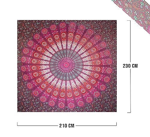 Toalla grande para playa y picnic, mandala para pared 100% algodon, manta/mantel/alfombra/pareo/tapiz (210x230cm, Colores Surtidos)