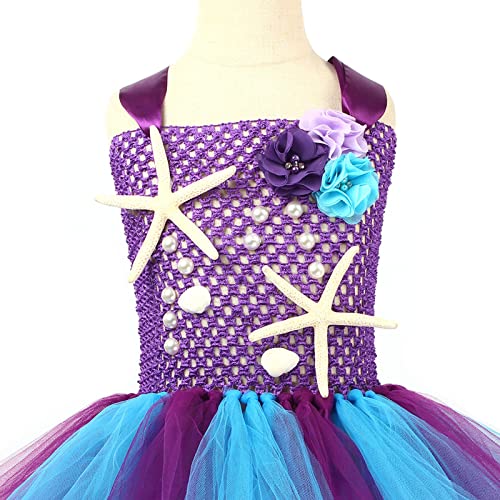 Toddler Girls Dress Summer Fashion Dress Princess Dress Casual Tutu Mesh Dress Outwear Vestido Azul Princesa Chica, morado, 10-12 años