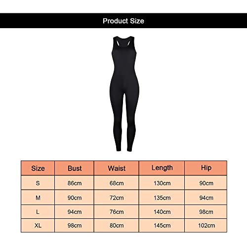 TOEECY Mono para Mujer Deportivo Sexy sin Mangas Traje de Yoga para Gimnasio Elegante Casual Jumpsuit (Negro,M)