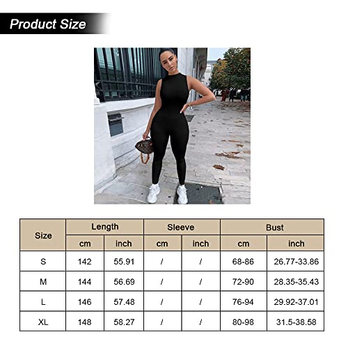 TOEECY Mono para Mujer Deportivo sin Mangas Sexy Traje de Yoga para Gimnasio Elegante Casual Jumpsuit (Negro,M)