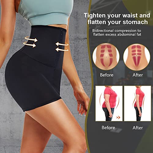 TOEECY Pantalones Sauna Mujer Corto Pantalón de Sudoración Cintura Alta Leggins Reductores Ajustable Adelgazantes Pantalon Neopreno Térmicos Mallas Fitness Push Up para Deporte Running Yoga (M)