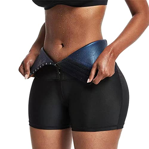 TOEECY Pantalones Sauna Mujer Corto Pantalón de Sudoración Cintura Alta Leggins Reductores Ajustable Adelgazantes Pantalon Neopreno Térmicos Mallas Fitness Push Up para Deporte Running Yoga (M)