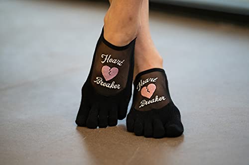 Toesox Luna de Punta Completa Calcetines de Agarre para Yoga y Pilates, Unisex Adulto, Negro, S