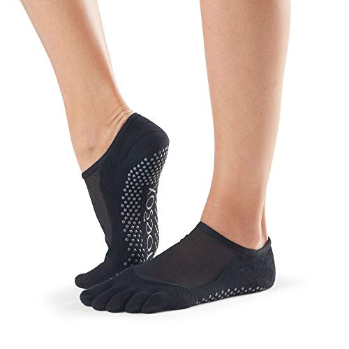 Toesox Luna de Punta Completa Calcetines de Agarre para Yoga y Pilates, Unisex Adulto, Negro, S